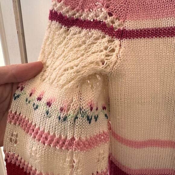 Vintage Ricki Knit Pointelle Tulip Cottagecore Coquette Pink Sweater Sz Medium - Picture 10 of 10